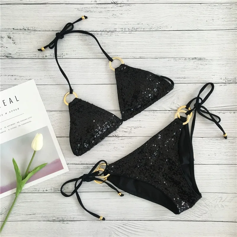 

Sexy ladies Strapless Bikini High Waist Thong Swimwear Halter Female Bandage Beach Swimming Sexy Lace Fashion Bikini products