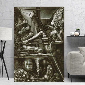 

Hr Giger Li II silk poster Painting Print Wall Art Home Decor