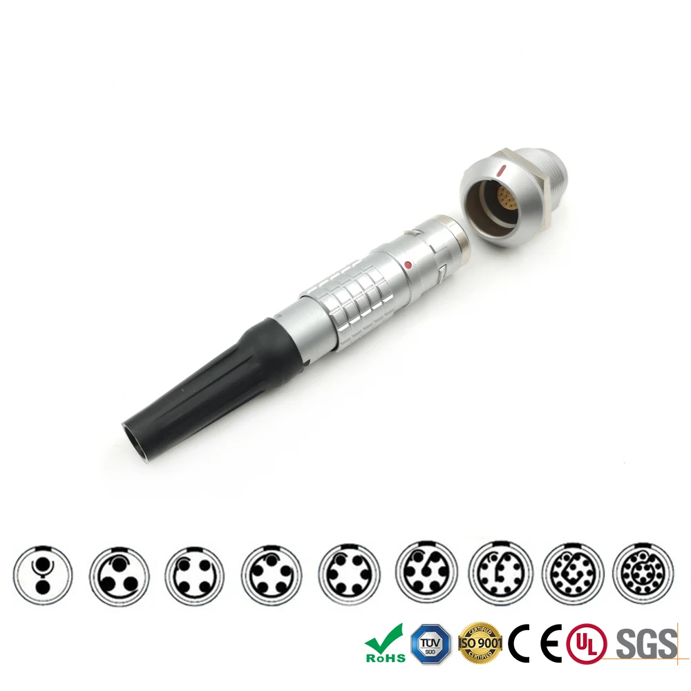 

LEMO FGG EGG 1K 2 3 4 5 6 7 8 10 14 16 Pin Male Plug and Female Socket Waterproof IP68 Connector