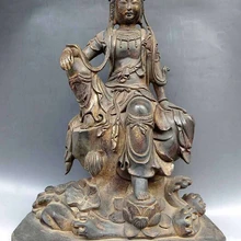 Xd 003405 1" Старый чистая бронзовый gild изысканные Тибет буддизм комфортно Кван-инь Статуя будды