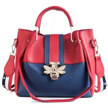 

2PCS Sets Women Buckle Composite Messenger Bag Bee Diamonds Panelled Leather Handbag Female Shoulder Bag Top-handle Bolsas Tote