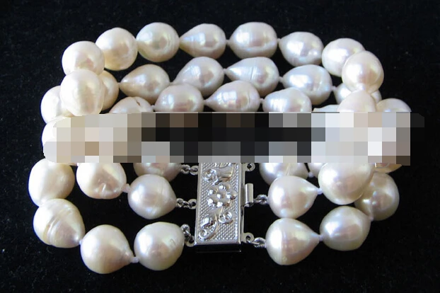 

FREE SHIPPING>>>@@ > 00901 3row white baroque freshwater pearl bracelet