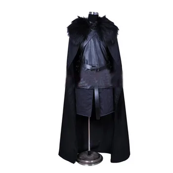 

2018 Game of Thrones Costume Jon Snow Costume Outfit With Coat Halloween Costume For Men Cosplay Costume
