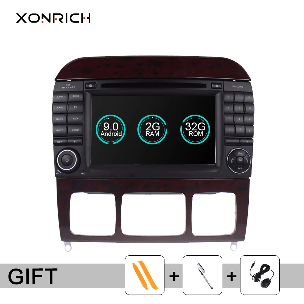 Xonrich 2 din Android 9,0 Автомобильный мультимедийный плеер для Mercedes Benz S-Class W220 W215 S280 S320 S350 S500 радио DVDGPS навигация