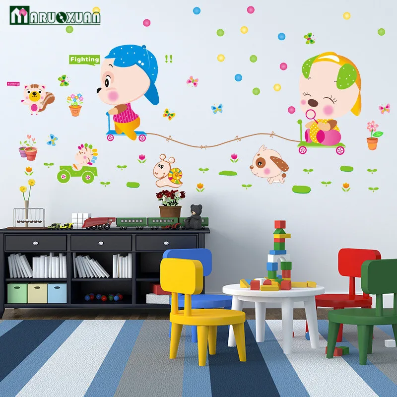 Stickers muraux la maternelle enfants chambre d/écoration sur le mur Cartoon voiture autocollants