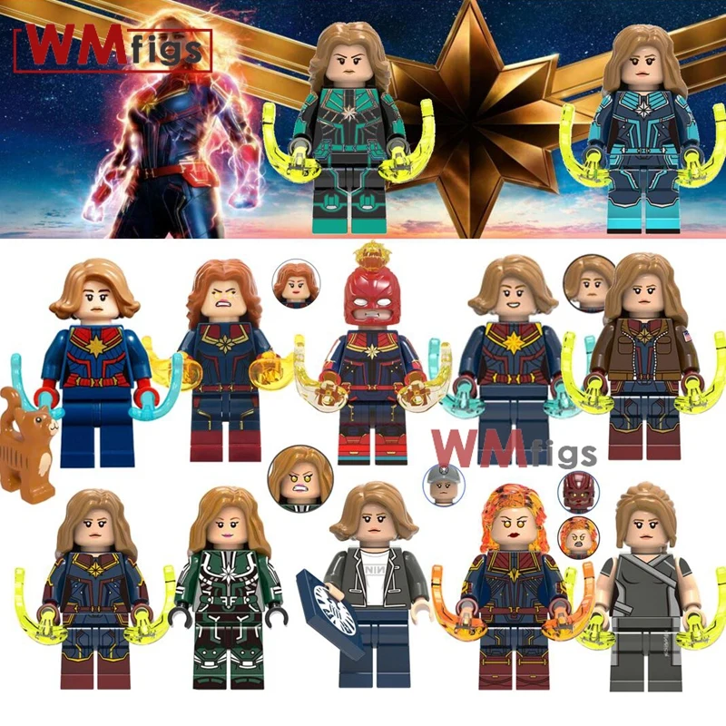 

WM662 Captain Marvel Legoings Avengers Battle Form Goose Cat Carol Danvers Building Blocks Toys for Children Super Heores Figure