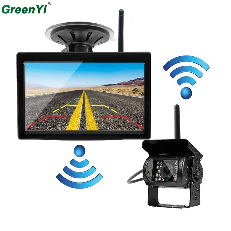 

2.4GHZ Wireless Parking Reverse System Receiver 5 inch Backup Camera and Rearview Mirror Monitor Kit Rear Camera For BUS Truck