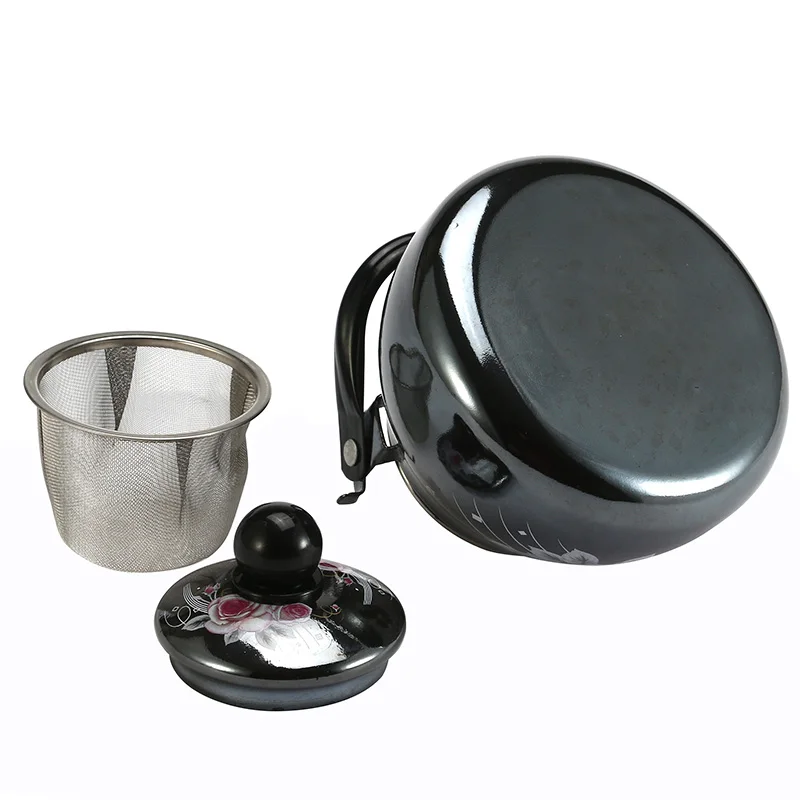 1,1 л Китайский традиционный эмалированный чайник для воды с воронкой для газовой и индукционной плиты домашний чайник