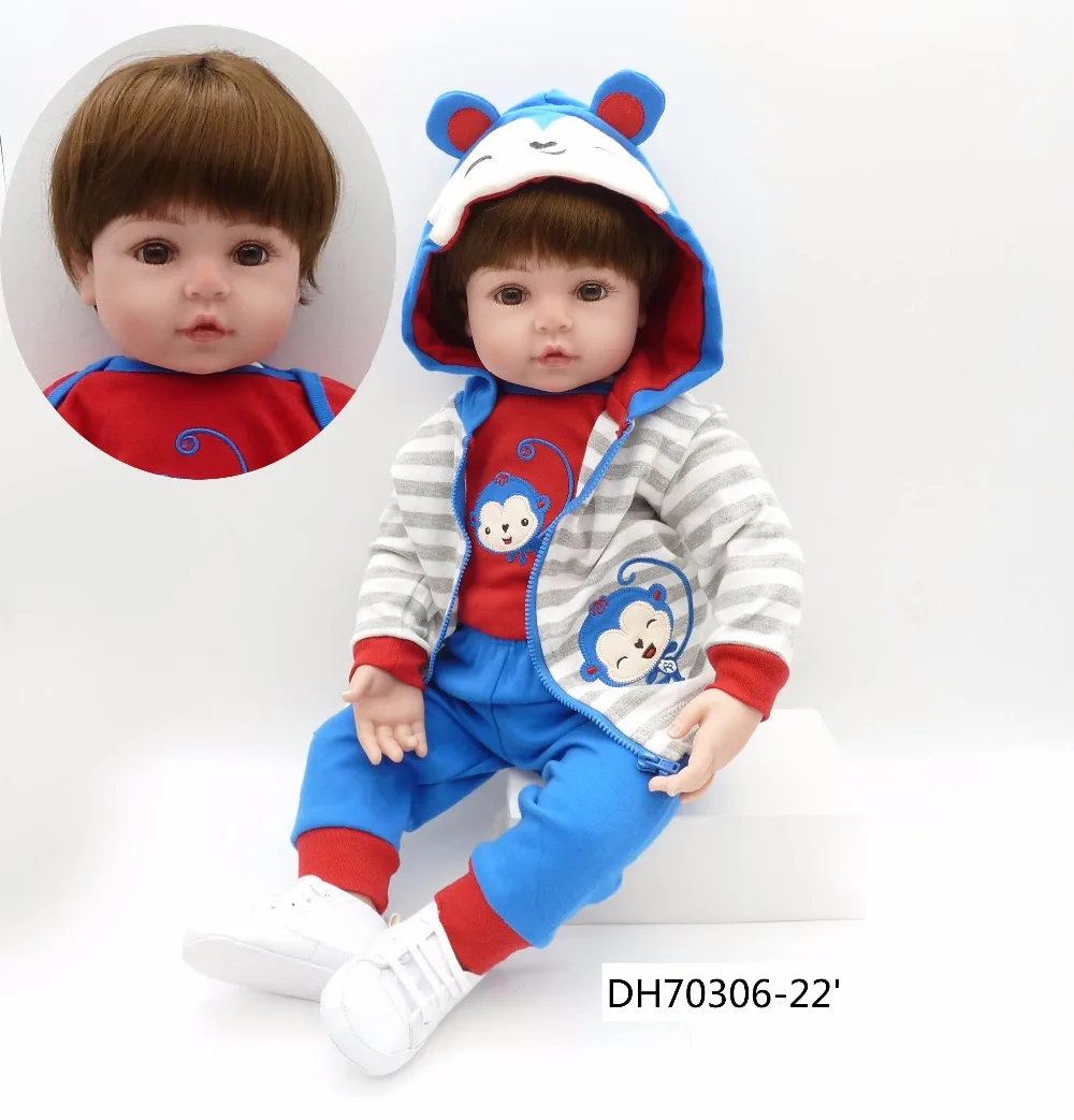 

22inch 56cm Doll house new popular soft cloth body lifelike newborn baby boy best children gifts silicone reborn baby dolls