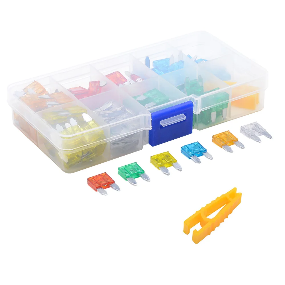 120pcs/lot Car Truck Small Size MINI Blade Fuses 5A 10A 15A 20A 25A 30A AMP Plastic Box Assortment with Clip