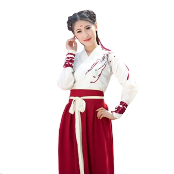 

2019 Chinese Folk Dance Clothes Hanfu for Women National Costume Fairy Dress Tang Dynasty Ancient Costumes for Stage Costumes