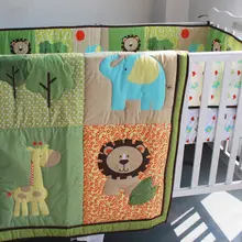 Детский комплект постельного белья из 6 предметов, Детский Комплект постельного белья со слоном и львом, одеяло, бампер, простыня, юбка для детской кроватки, Комплект постельного белья для детской кроватки, детское одеяло, постельное белье