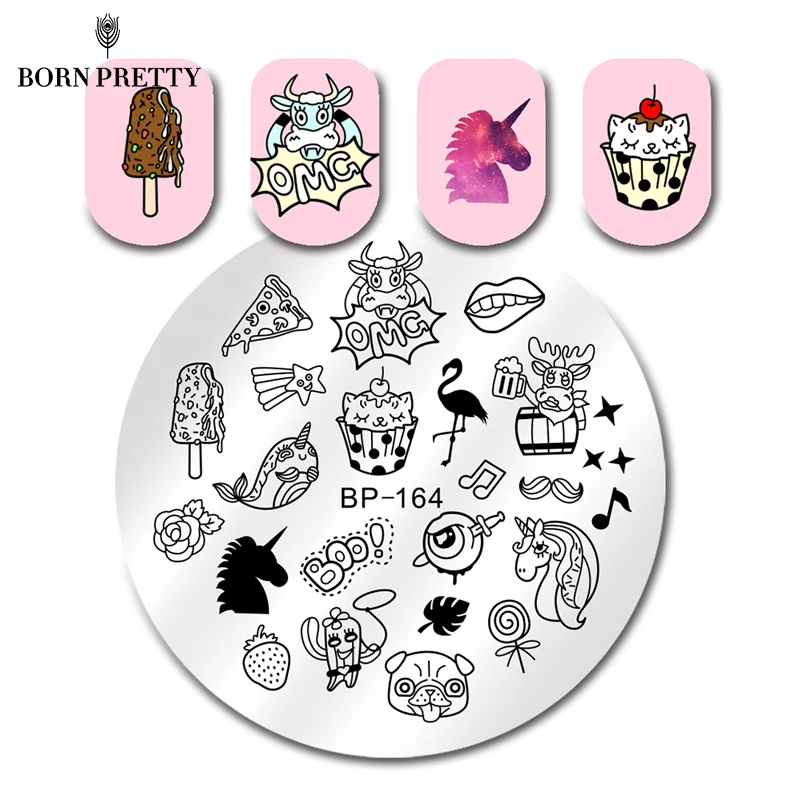 

BORN PRETTY Round Nail Stamping Plate Shinging Fruit Manicure Nail Art Image Plate