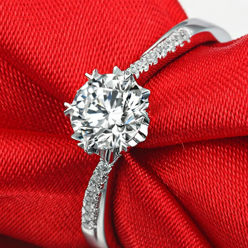 

1 Ct Carat High Quality 5A Zircon Sona Cz Rings for Women Snowflake 925 Sterling Silver white gold color Engagement Jewelry