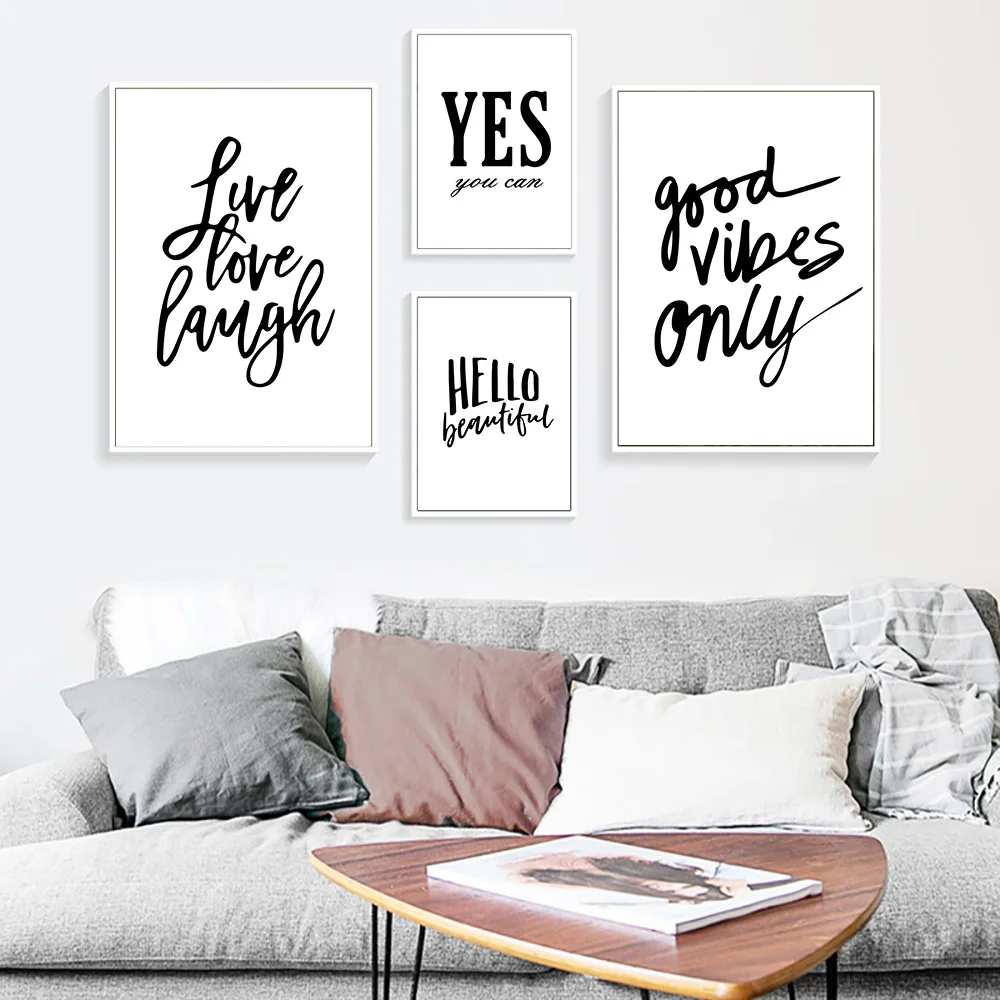 Black And White Pictures Canvas Abstract Painting Quotes Posters And Prints Living Room Poster Quote Wall Prints Decor Unframed
