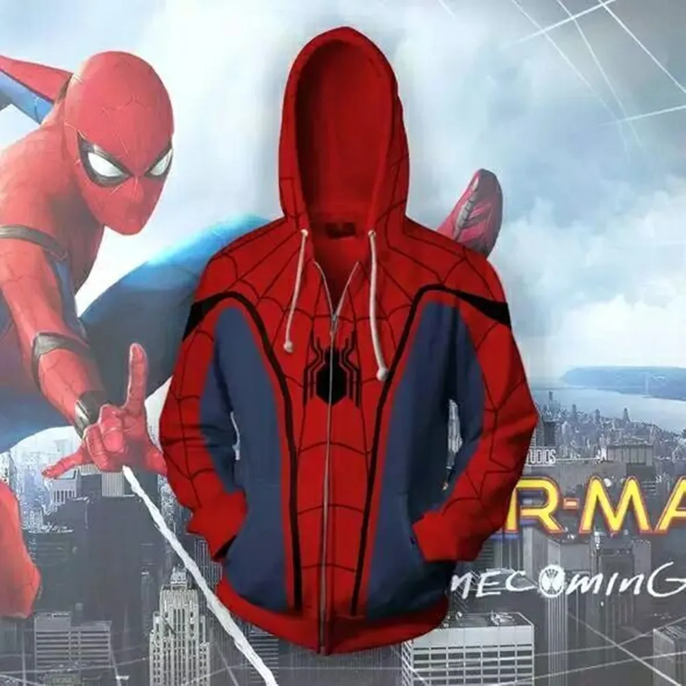 

Spider-Man Man Zip Up Hoodie Sweatshirts Long Sleeve Zipper Men Masked Spiderman SpiderHoodie Cosplay Sweatshirt Jacket