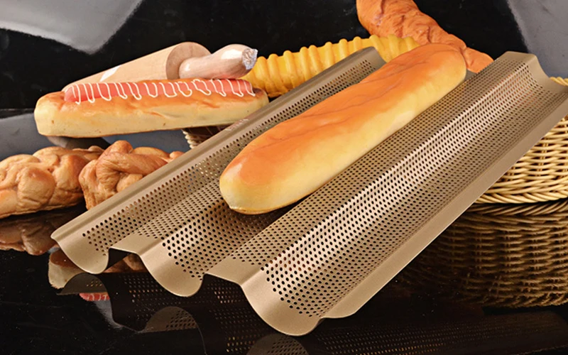 MyLifeUnit Nonstick Perforated Baguette Pan 11 Inch French Bread Pan for Baking