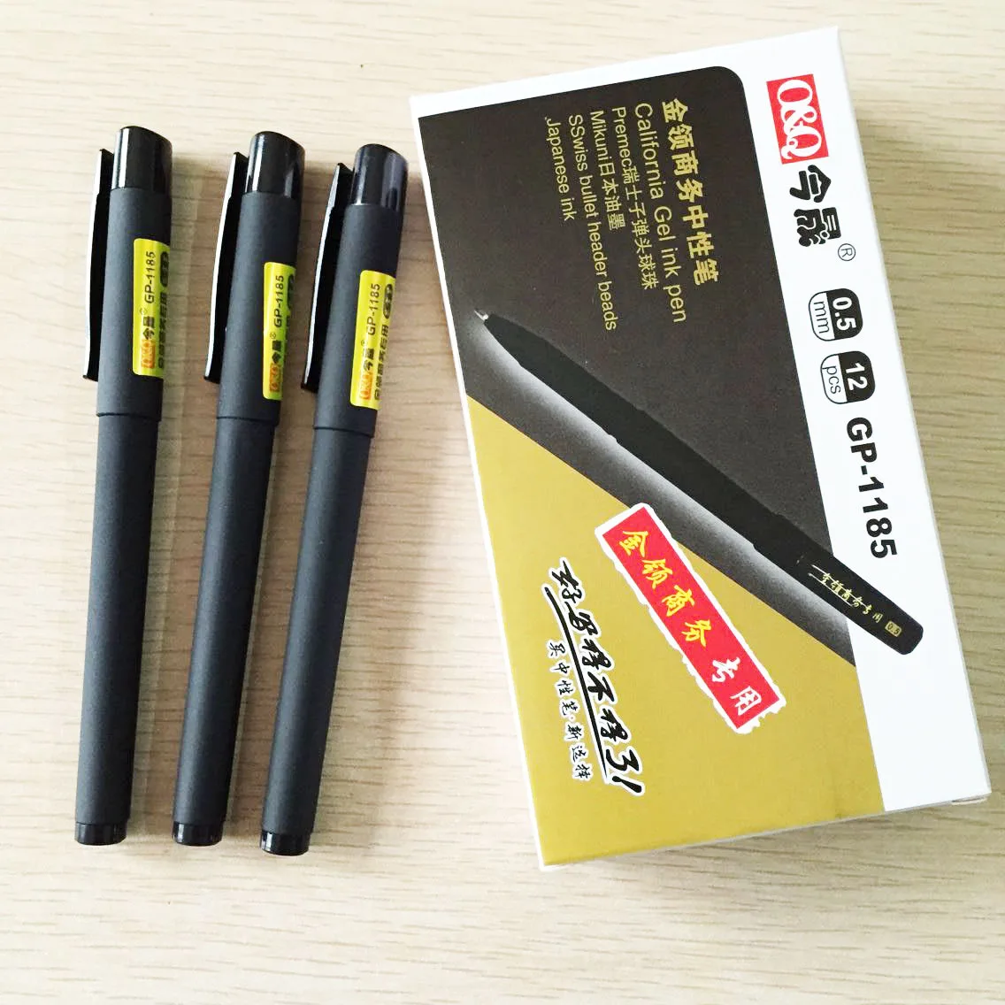 

12pcs Study Stationery Office Gold Collar Neutral Pen signature Pen large capacity Grinding Bar Black 0.5mm Wholesale