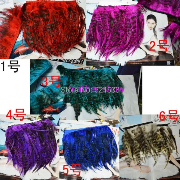 

10Meters/lot!10CM height Saddle hackle feather fringe multicolor chinchila feather trim,6Colour for choice