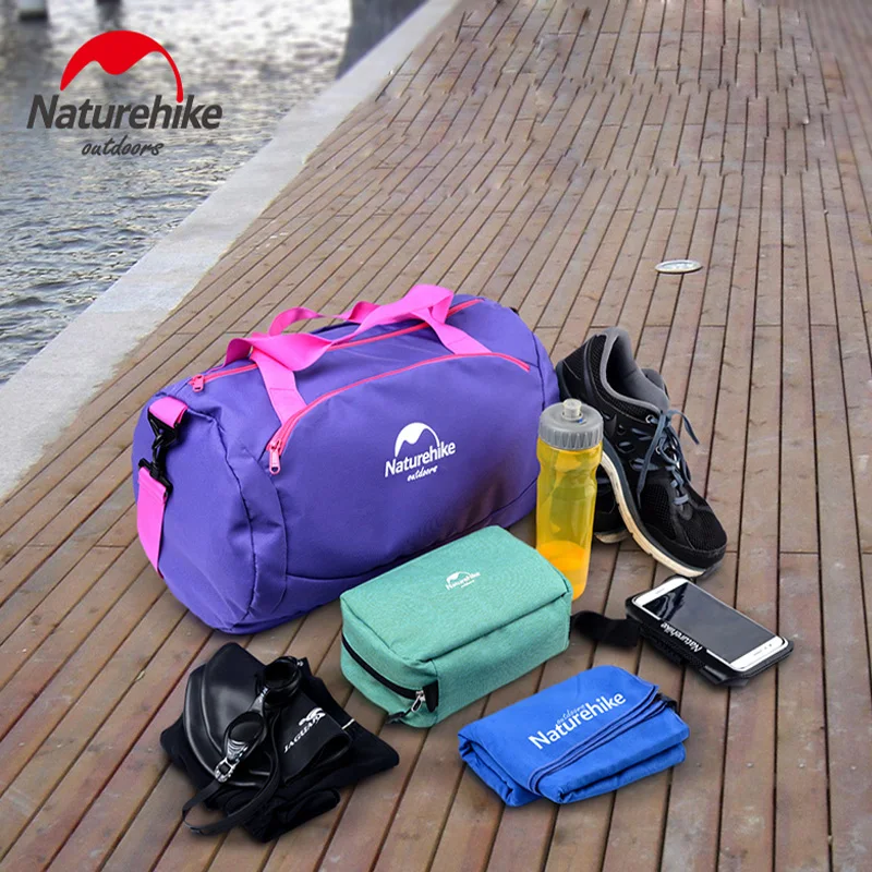 NatureHike сумка для плавания 600D Водонепроницаемая сухая и влажная раздельная спортивная сумка-тоут с плечевым ремнем черный синий фиолетовый