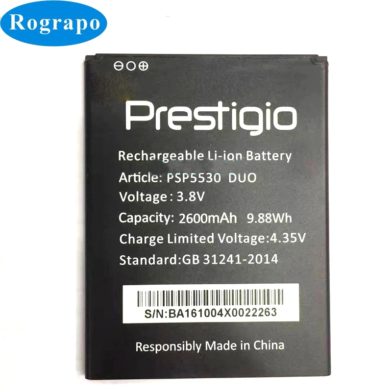 

3.8V 2600mAh Replacement Battery For Prestigio Muze Z5 PSP5530 DUO PSP 5530 PSP5530DUO Bateria Batterie Phone Original Batteries