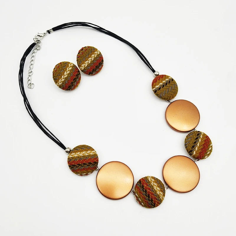 Dandie модный вязаный диск, акриловое ожерелье с парой сережек, популярные, персонализированные женские аксессуары