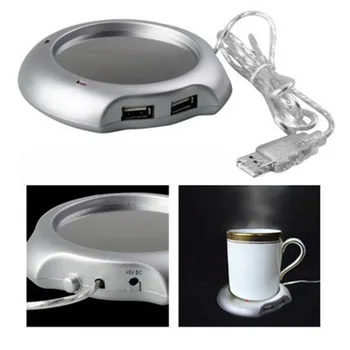 

USB Warmer Sliver Warm Tea Coffee Cup Mug Warmer USB Heater Pad With 4 USB Port Hub With On/Off Switch