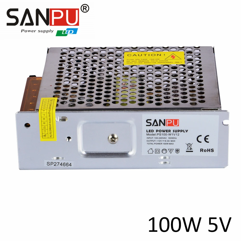 

AC100-240V Hot Sale 5V 20A 100W Switch Power Supply Small Driver for LED Strip Light Display Module