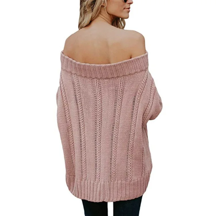 Осенний и зимний свитер, осенний и зимний теплый толстый свитер с открытыми плечами, женский свитер