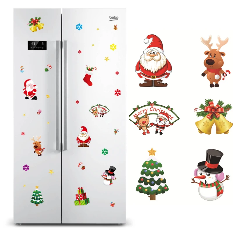 Christmas Window Sticker Santa Claus/snowman/elk Glass Sticker Xmas ...