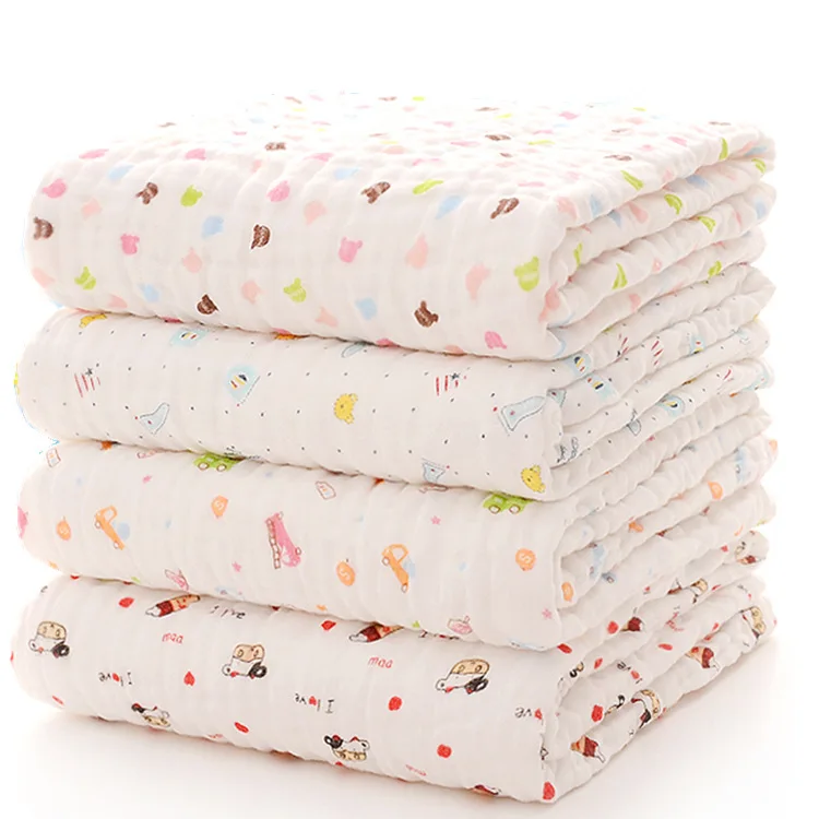 

Hot Sale Soft Baby Gauze Bath Towel Cotton Bubble Printed Covers For Babies Big Size Towel Blanket Summer Quilts 110cm*115cm