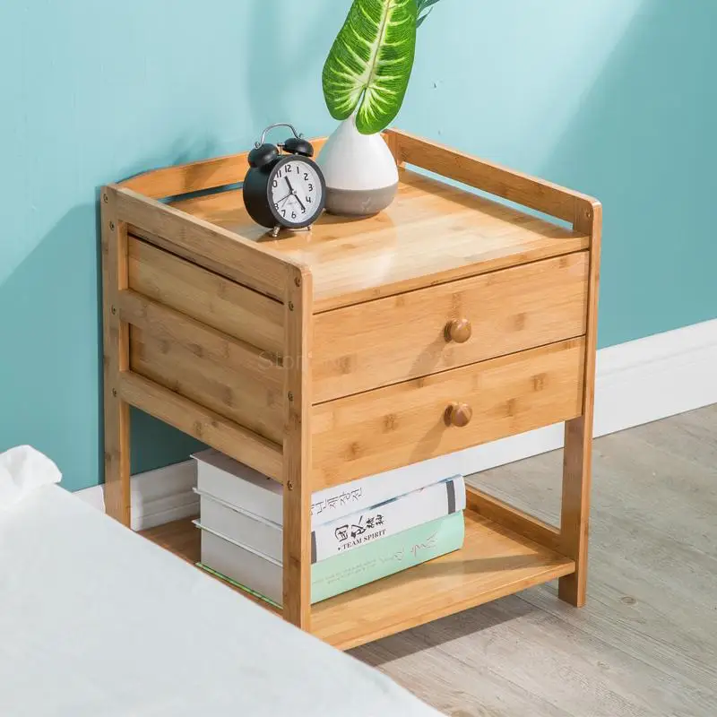Бамбуковый прикроватный шкаф на колесиках для спальни, простой маленький шкаф, съемный шкаф для хранения, экономичный шкаф для хранения