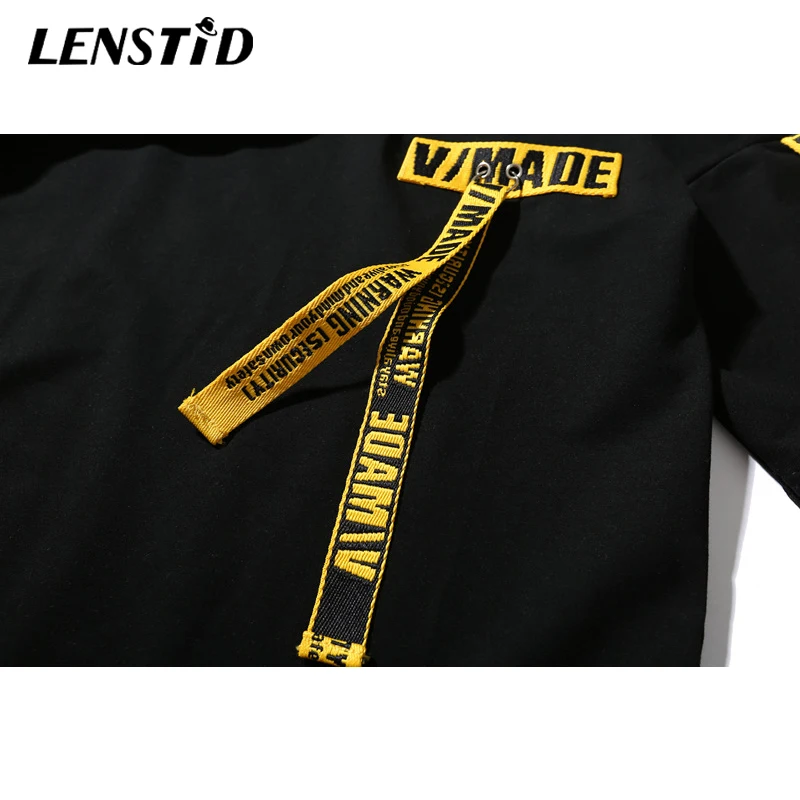 LENSTID Новинка 2019 года евро Америка High Street сбоку ленты хип хоп толстовки уличная для