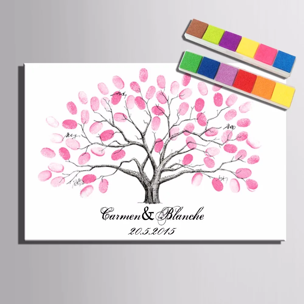 Wedding Tree Guestbook Fingerprint Painting Signature ... Wedding Tree Guestbook Fingerprint Painting Signature ...