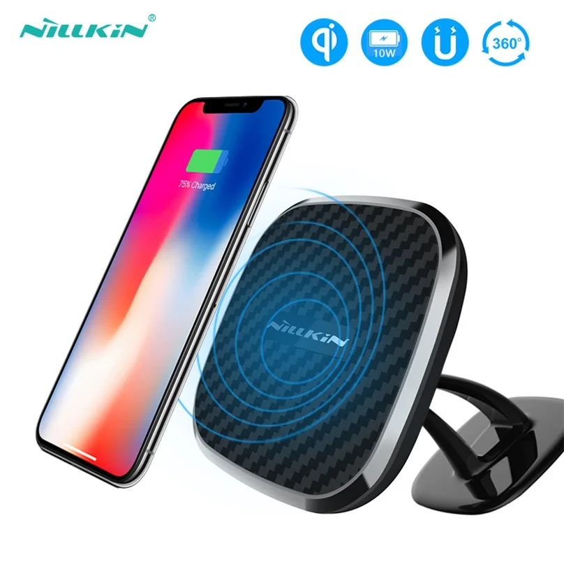 

10W Qi Fast Wireless Charger Pad NILLKIN 360 degree adjustable charger for samsung s8 S9 Plus for iPhone X 8 Plus car desk