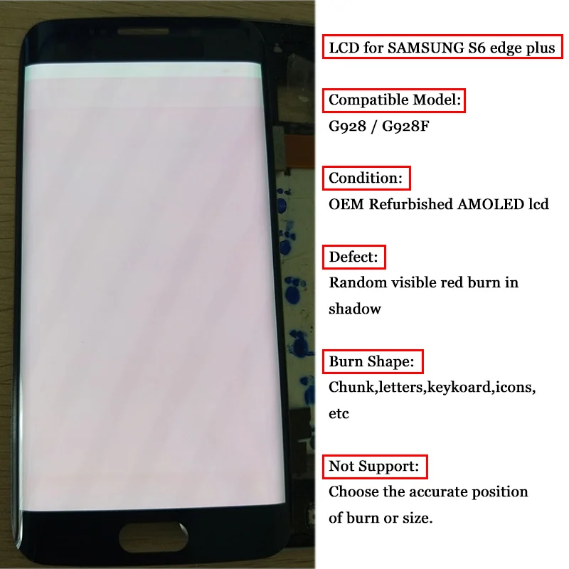 5,1 ''ЖК-дисплей с красным ожогом для samsung Galaxy S6 Edge/Plus G925 G925F G928 ЖК-дисплей+ сенсорный экран с рамкой дигитайзер в сборе