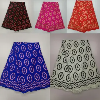 

Hot sale african dry lace fabrics with stones fashion women cotton lace high quality swiss voile lace in switzerland 5yards/lot