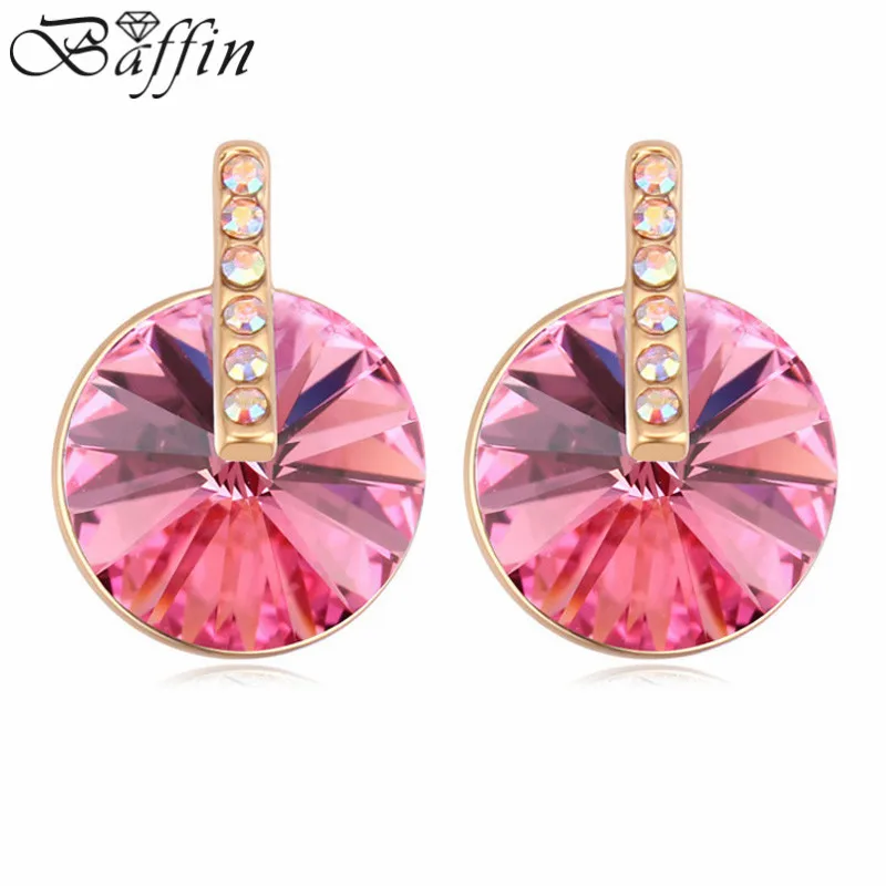 Роскошные золотые круглые серьги-гвоздики с кристаллами Swarovski для женщин модные высококачественные серьги-гвоздики в рождественской тематике подарок