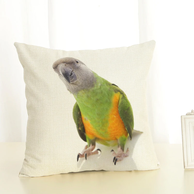 45x45 Зеленый попугай Домашняя одежда HD птица стул Чехлы для подушек мягкий чехол Cojines Almofadas хлопок лен квадратный