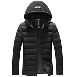 Для мужчин Зимняя куртка с капюшоном пальто Повседневное теплые парки мужские Верхняя одежда ветрозащитные пальто Jaqueta Masculina среднего