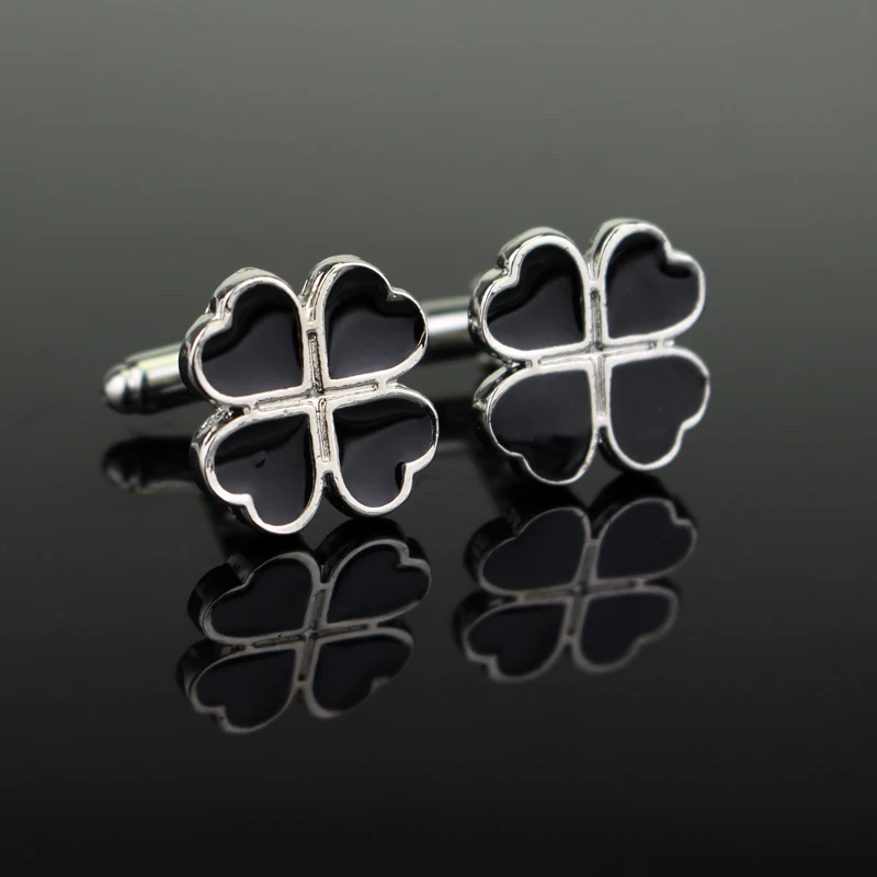 

French Shirt cufflinks For Mens Brand Black Clover Cuff Links Wholesale Buttons Wedding High Quality