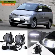 eeMrke For Toyota Previa 2006 + 2 in 1 Double Led Guiding DRL Fog Lights Lamp With Q5 Lens Daytime Running Lights