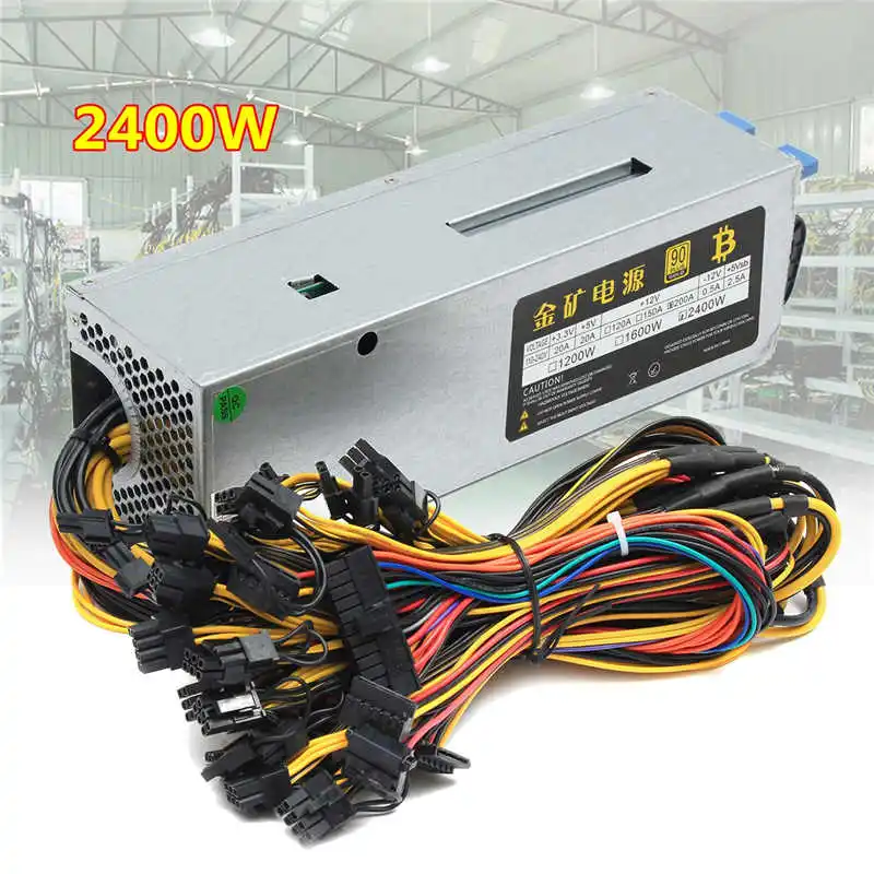 95% Efficiency 2400W 24Pin 10GPU Mining Power Supply For Eth Rig Ethereum Bitcoin Miner 90 PLUS ...