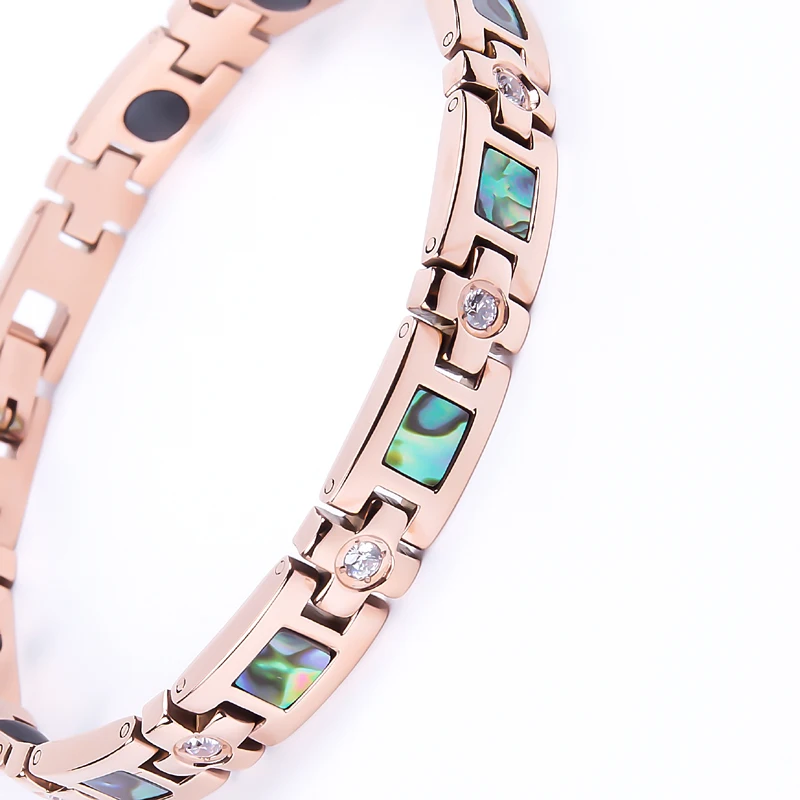 Party Girls fashion jewelry Colorful Shell CZ stones rose gold color female Charm Bangles magnetic bracelets for women (4)