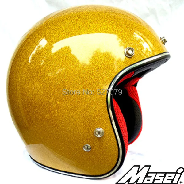 Masei Helmet Open Face Capacetes Gold Metal Flake for Harley Davidson