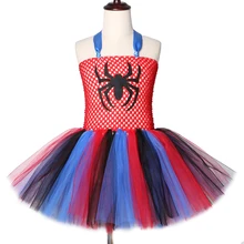 Платье-пачка с пауком для девочек фатиновое детское карнавальное платье до колена для девочек на Хэллоуин Детский карнавальный костюм супергероя Человека-паука