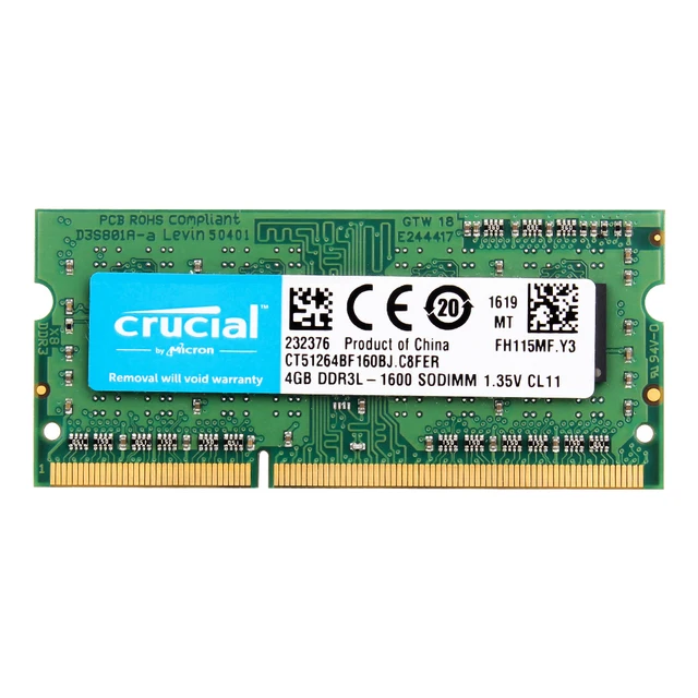 Best Offers Crucial Laptop Memory 8GB=2PCS*4G PC3L 12800S DDR3L 1600HMZ  4GB laptop RAM    1.35V 