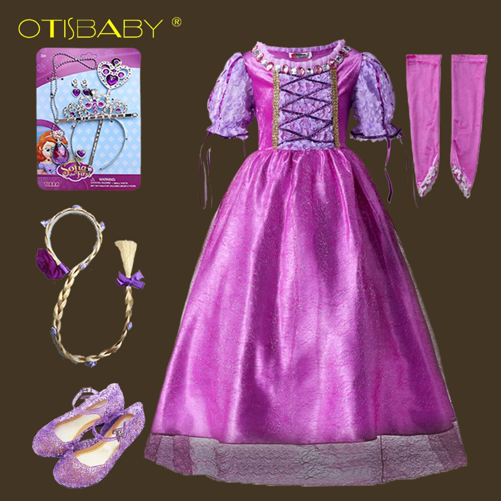 

Kids Fancy Tangled Rapunzel Dress Girls Evening Gowns Children's Birthday Party Carnival Costumes for Girls Fantasia Infantil