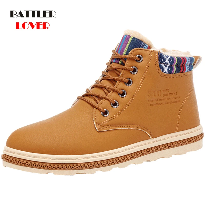 Fashion Men Velvet Boots Men Snow Casual Shoes bota masculina Sneakers Students Mans Safety Shoes Male Shoe Adult Work Boot 2019