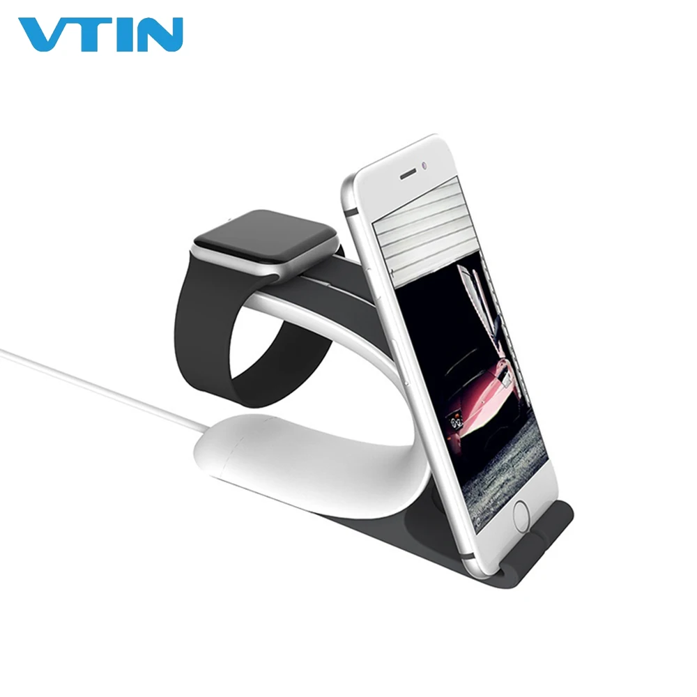

2-in-1 Charging Bracket Phone Holder Stand Smart Charging Dock Station Bracket For iPhone Grey Color